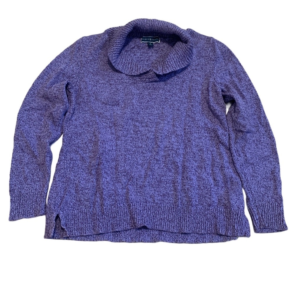 Karen Scott Purple Heather Cowl Neck Knit Sweater M Medium Long Sleeve Pullover